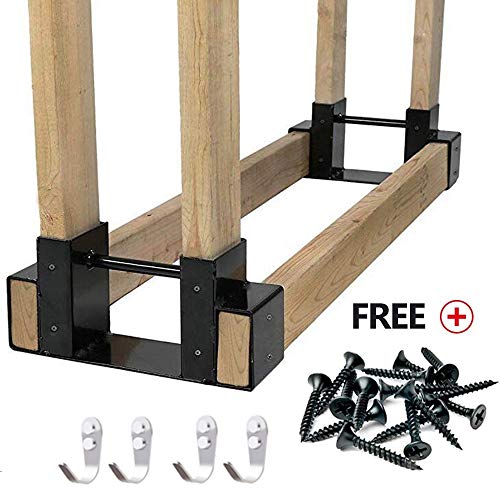 Zantle Outdoor and Indoor Firewood Log Rack Bracket Kit , Fireplace Wood Storage Holder - Adjustable to Any Length