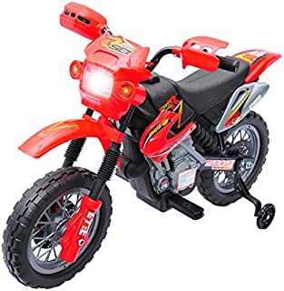 Qaba 6V Kids Electric Battery-Powered Ride-On Motorcycle Dirt Bike Toy with Training Wheels Red