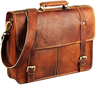 15 Inch Brown Vintage Leather laptop messenger bag for mens Leather computer Shoulder briefcase bags briefcases for men's and women's | A perfect companion for college, office and travel By HULSH