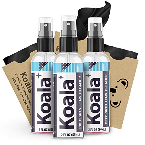 Koala Eyeglass Lens Cleaner Spray Kit | American Made | 6 Ounces + 3 Koala Cloths | Streak and Alcohol Free | Carefully Engineered Glasses Cleaner | Safe for All Lenses