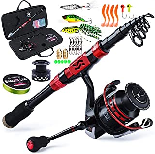 Sougayilang Telescopic Fishing Rod Combos with Protable Fishing Pole Spinning Reels Fishing Carrier Bag for Travel Saltwater Freshwater Fishing(1.8M/5.91FT)
