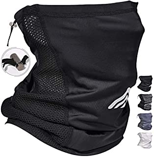 Cooling Neck Gaiters for Men Summer Adjustable Breathable Scarf Gaiters Face Mask for Fishing Cycling Dust Mask Sun Protection Bandana Balaclava Face Mask Face Cover Gator Mask Black