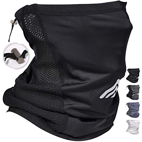 Cooling Neck Gaiters for Men Summer Adjustable Breathable Scarf Gaiters Face Mask for Fishing Cycling Dust Mask Sun Protection Bandana Balaclava Face Mask Face Cover Gator Mask Black