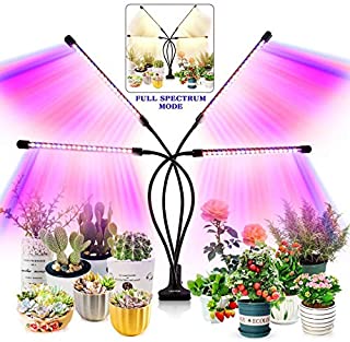 Grow Light for Indoor Plants - Upgraded Version 80 LED Lamps with Full Spectrum & Red Blue Spectrum, 3/9/12H Timer, 10 Dimmable Level, Adjustable Gooseneck3 Switch Modes