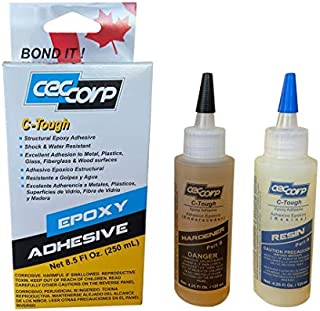 Epoxy Adhesive C-Tough by CECCORP is a 8.5 oz Two Part high Performance Extremely Tough/Flexible epoxy Glue Provides Superb Adhesion to substrates Such as Metals,Glass,Fiberglass,Masonry,Wood,Stones