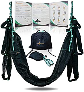 Aerial Yoga Swing Hammock  Strong & Durable Antigravity Inversion Kit with Trapeze Sling  Ideal for Home & Gym Fitness (Black)