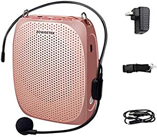 Zoweetek Voice Amplifier with Microphone Headset,1800 mAh Rechargeable Portable Amplifier for Teachers, Tour Guide,Yoga,Fitness, Training, Meeting,Classroom