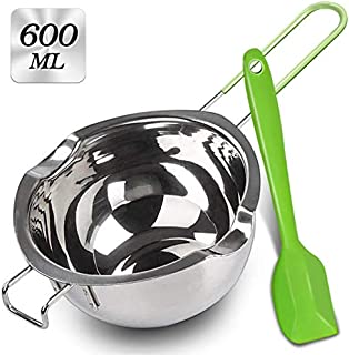 Double Boiler with Silicone Spatula, 600ml Stainless Steel Melting Pot with Heat Resistant Handle for Melting Chocolate, Candy, Candle, Soap and Wax