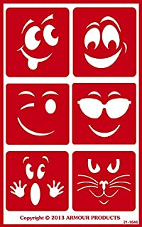 Armour Products Over N Over Glass Etching Stencil, 5-Inch by 8-Inch, Wacky Faces