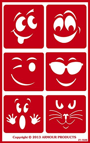 Armour Products Over N Over Glass Etching Stencil, 5-Inch by 8-Inch, Wacky Faces