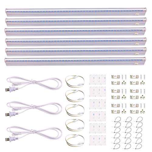 [6-Pack] LED Grow Light Strips for Plants 2FT, 60W (6 x 10W) t5 High Output Integrated Fixture Extendable 24 Inches Grow Lights for Greenhouse, Plant Grow Shelf, Easy Installation