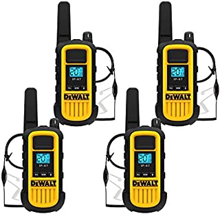 DEWALT DXFRS800 2 Watt Heavy Duty Walkie Talkies with Headsets - Waterproof, Shock Resistant, Long Range & Rechargeable Two-Way Radio with VOX (4 Pack)