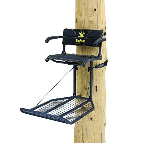Rivers Edge RE556, Big Foot TearTuff XL Lounger, Lever-Action Hang-On Tree Stand with TearTuff Flip-up Mesh Seat, Oversized 37.5 x 24 Platform, Arm/Foot/Back Rests, Black