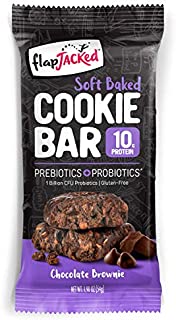 FlapJacked Soft Baked Cookie Bar, Chocolate Brownie, 12 count | Protein Snack Bar | Prebiotics + Probiotics | Gluten-Free