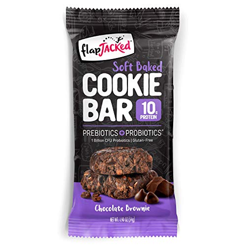 FlapJacked Soft Baked Cookie Bar, Chocolate Brownie, 12 count | Protein Snack Bar | Prebiotics + Probiotics | Gluten-Free