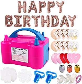 Balloon Pump,132 PCS Electric Balloon Blower 110V 600W Portable Dual Nozzles Electric Balloon Air Pump Electric Balloon Inflator with 90 PCS Balloons, Tying Tools, 20 Flower Clips, Tape Strip and Dot Glues for Party Decoration