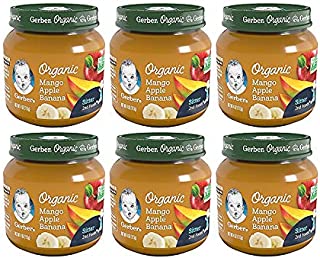 Gerber 2nd Foods Baby Food Jars, Organic Mango Apple Banana, 4 Ounce, Pack of 6