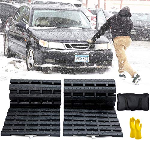 JOJOMARK Tire Traction Mat, Recovery Track Portable Emergency Devices for Snow, Ice, Mud, and Sand Used to Cars, Trucks, Van or Fleet Vehicle (2pcs39in)