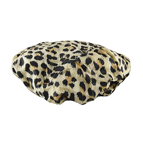 Betty Dain Socialite Collection Terry Lined Shower Cap, Waterproof Nylon Exterior, Reversible Design for Shower or Sleeping Cap, Oversized for All Hair Lengths, Elasticized Hem, Safari Spots