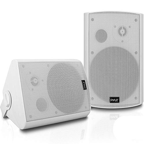 Outdoor Wall-Mount Patio Stereo Speaker - Waterproof Bluetooth Wireless & No Amplifier Needed - Portable Electric Theater Sound Surround System for Home Party Cabinet Enclosure- Pyle PDWR61BTWT White