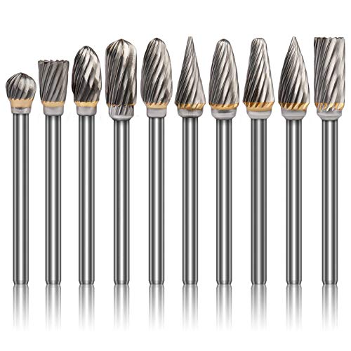 K Kwokker Tungsten Carbide Burr Set 1/8 Shank Diamond Files HRA85 Rotary Tool Accessory Kit for Dremel Rotary Drill Air Die Grinder for Metal Polishing, Aluminum Grinding, Wood Carving Bits