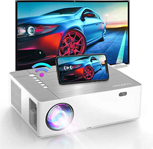 Bomaker 2021 Upgraded Projector, Native 1920 x1080p , 4K Supported, 6D ±50° X/Y Keystone and ±50% Zoom Out, 300 ANSI Lumen, Full HD Outdoor Movie Projector, for TV Stick, Android,HDMI, PCs
