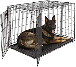 XL Dog Crate | MidWest ICrate Double Door Folding Metal Dog Crate w/ Divider Panel|XL Dog Breed, Black