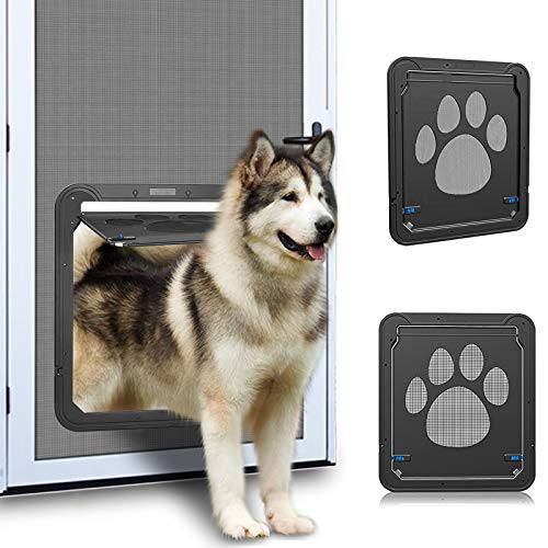 OWNPETS Dog Screen Door, Inside Door 12x14x0.4 inch, Lockable Pet Screen Door with Magnetic Self Closing Function, Screen Door for Dogs &Cats