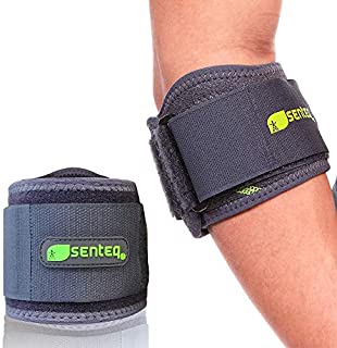 SENTEQ Tennis Elbow Brace Support Strap for Tendonitis and Forearm Pain Relief Band Compression Arm Sleeves Strap
