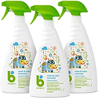 Babyganics Stain & Odor Remover Spray, Fragrance Free, 32oz Spray Bottle (Pack of 3)