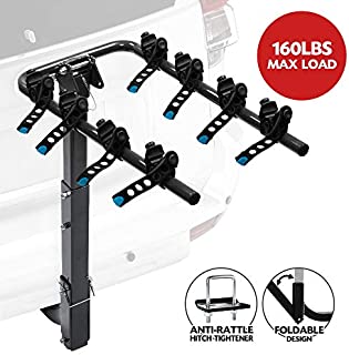 LITE-WAY 4-Bike Bicycle Hitch Mount Carrier Rack - Heavy Duty Bicycle Carrier Fit Most Sedans, Hatchbacks, Minivans, SUV (2 Inch Receiver), 1 Year Warranty