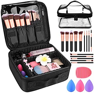 Makeup Travel Case, Makeup Case with DIY Adjustable Divider Cosmetic Train Bag 10.3