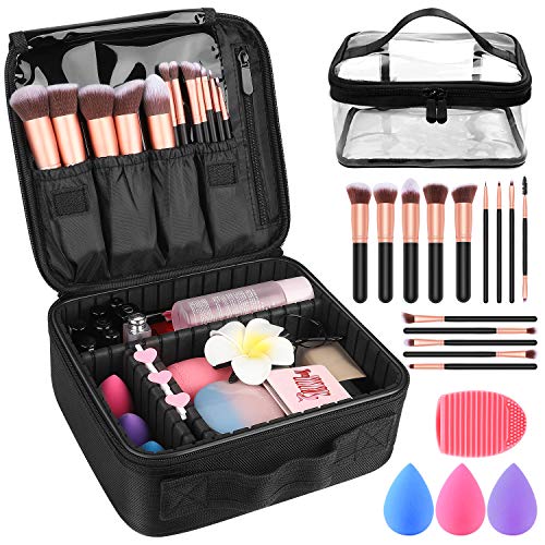 Makeup Travel Case, Makeup Case with DIY Adjustable Divider Cosmetic Train Bag 10.3