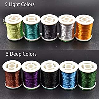 10 Colors Fly Tying Floss Thread Silk Shiny Fly Tying Materials For Nymphal & Streamer Flies (10 Spools Total (5 Light +5 Deep))