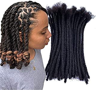 YONNA Human Hair Microlocks Sisterlocks Dreadlocks Extensions 60Locs Full Handmade (Width 0.4cm) 8inch Natual Black #1B