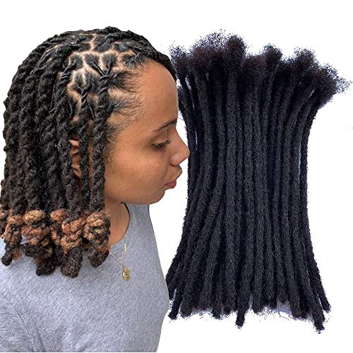 YONNA Human Hair Microlocks Sisterlocks Dreadlocks Extensions 60Locs Full Handmade (Width 0.4cm) 8inch Natual Black #1B