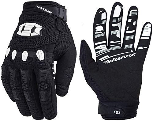 Seibertron Dirtpaw Unisex BMX MX ATV MTB Racing Mountain Bike Bicycle Cycling Off-Road/Dirt Bike Gloves Road Racing Motorcycle Motocross Sports Gloves Touch Recognition Full Finger Glove Black L