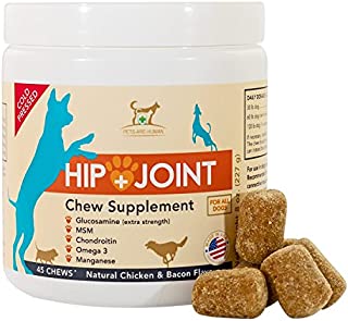 PAH Hip and Joint Pain Relief Supplement for Dogs with Glucosamine, Omega 3 Fish Oil, Chondroitin, MSM, Natural Cold Pressed, for Arthritis and Hip Dysplasia in Dogs (45 Count)