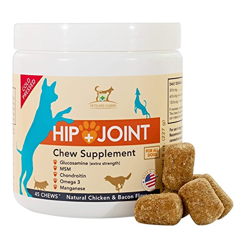 PAH Hip and Joint Pain Relief Supplement for Dogs with Glucosamine, Omega 3 Fish Oil, Chondroitin, MSM, Natural Cold Pressed, for Arthritis and Hip Dysplasia in Dogs (45 Count)