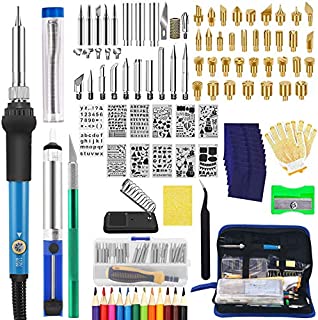 141pcs Wood Burning Kit for Adult, Adjustable Professional Wood Burner Soldering Pen Tool Pyrography Kit Woodburning Tool Set Accessories for DIY Embossing Carving Soldering