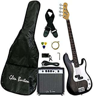 Glen Burton GB150BCO-BK Electric Bass Guitar, SG-Style, Black