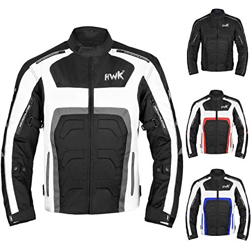 Textile Motorcycle Jacket For Men Dualsport Enduro Motorbike Biker Riding Jacket Breathable CE ARMORED WATERPROOF (Grey, L)