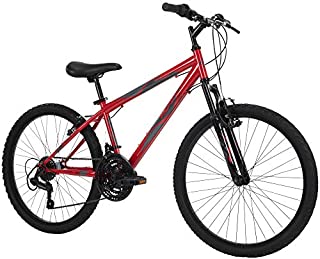Huffy Hardtail Mountain Bike, Stone Mountain 24-26 inch 21-Speed, Lightweight, Gloss Red (74808)