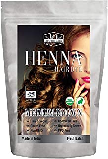 Organic MEDIUM BROWN Henna Hair Dye - USDA Certified Organic Henna For Hair, Natural, gluten free, cruelty free Henna Hair Color