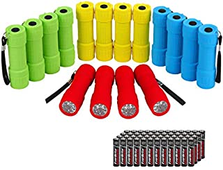 EverBrite 16-pack Mini LED Flashlight Set - Assorted 4 Colors, 48 AAA Batteries Included, for Hurricane Supplies Party Favors, Kids Gift, Camping, Hiking etc