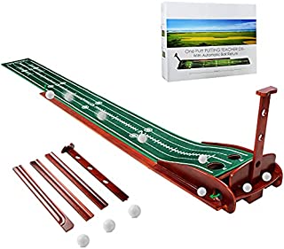 ICECORAL Indoor Golf Putting Green Mats with Auto Ball Return System, Crystal Velvet Mat and Solid Wood Base, Mini Golf Game Practice Equipment and Golf Gifts for Men Women Home Office Backyard