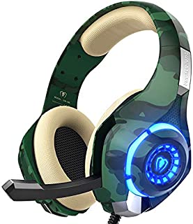 PS4 Gaming Headset with mic, Beexcellent Xbox One Headset with Stereo Sound Noise Isolation Memory Foam LED Light for PC Laptop Tablet