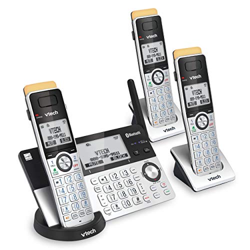 VTech IS8151-3 Super Long Range 3 Handset DECT 6.0 Cordless Phone for Home with Answering Machine, 2300 ft Range, Call Blocking, Bluetooth, Headset Jack, Power Backup, Intercom, Expandable to 12 HS