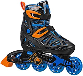 Roller Derby Tracer Boy's Adjustable Inline Medium (2-5), Black/Blue/Orange Tracer