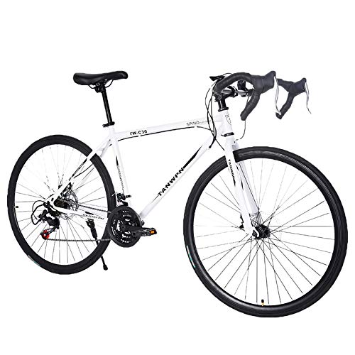 Lightweight high Carbon Steel Road Bike, Begasso Shimanos Aluminum Full Suspension Road Bike 21 Speed Disc Brakes, 26 inch Durable Road icycles, 700c Tire, Mens/Womens Advanced Suspension,US Stock